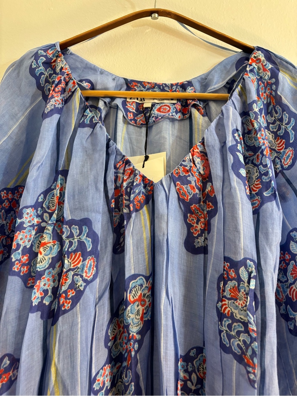 Zara ZW Collection Printed Ramie Tunic Dress, Size XS - Picture 4 of 16